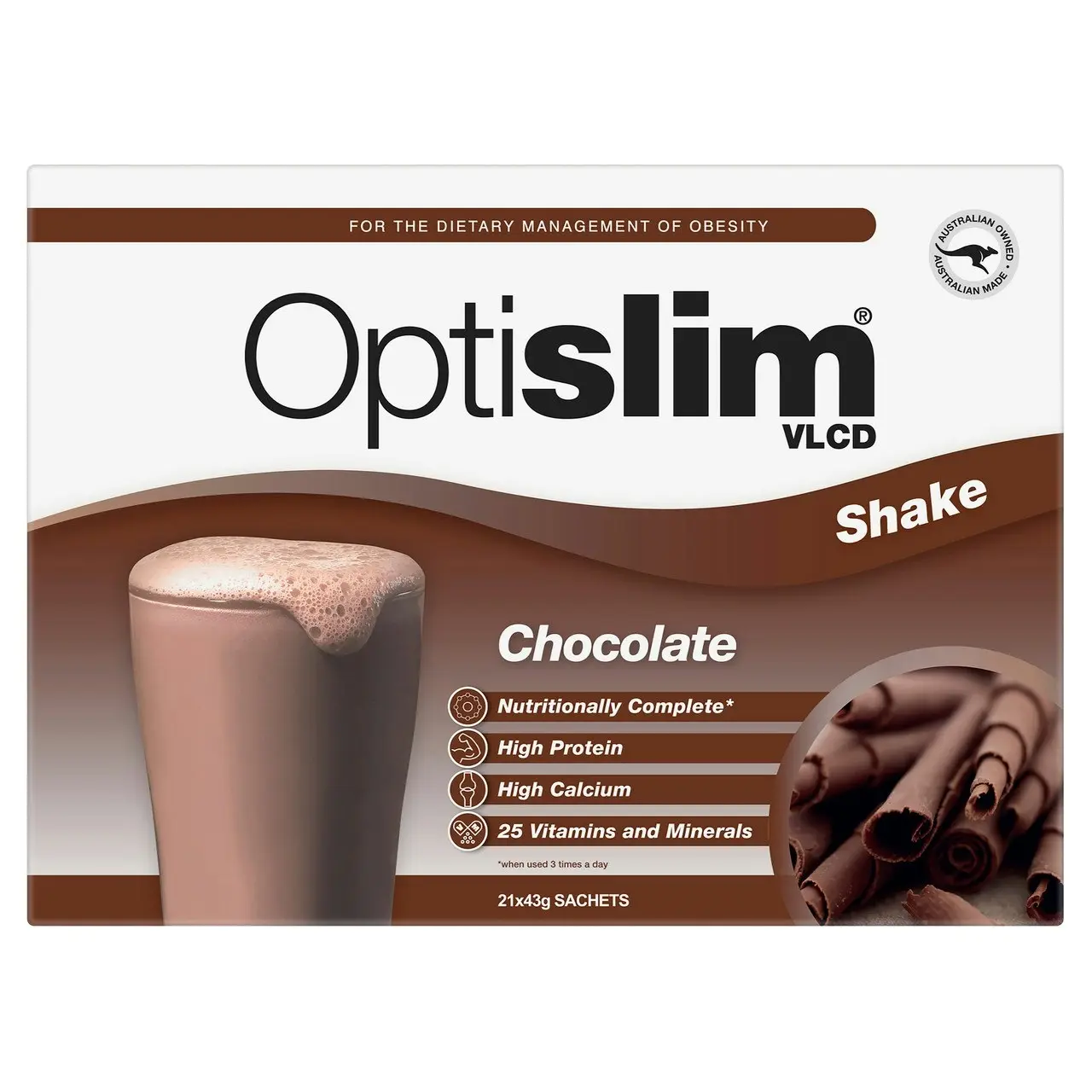 Optislim VLCD Shake Chocolate 21x43g