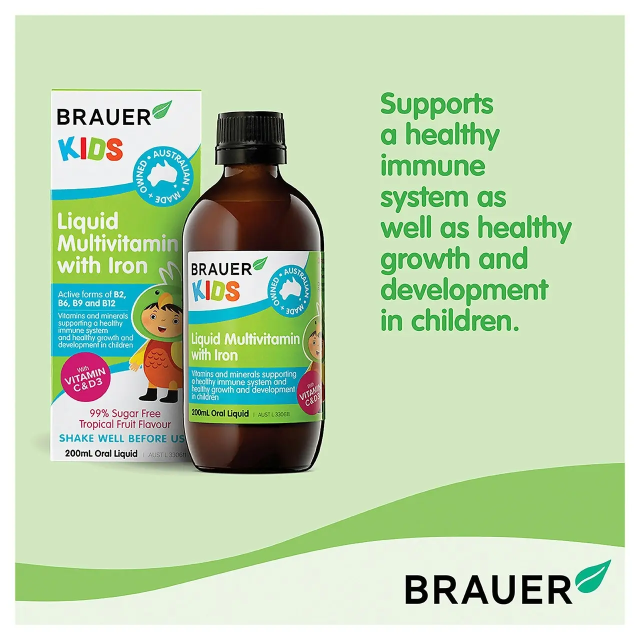 Brauer Baby & Kids Liquid Multivitamin with Iron 200ml