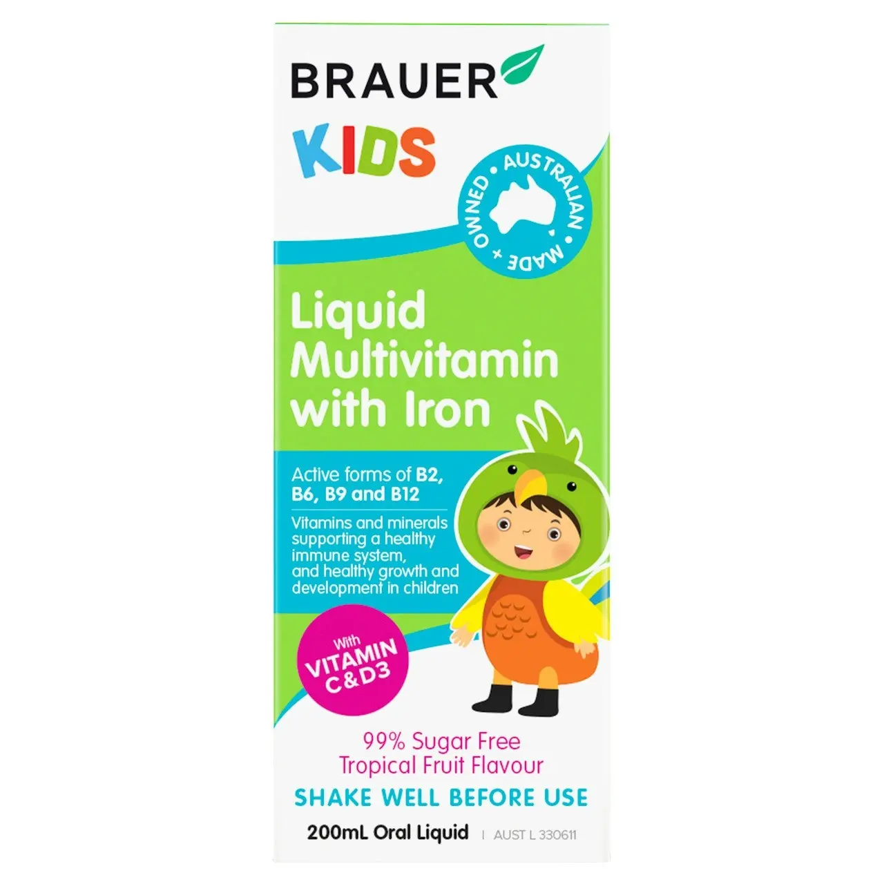 Brauer Baby & Kids Liquid Multivitamin with Iron 200ml