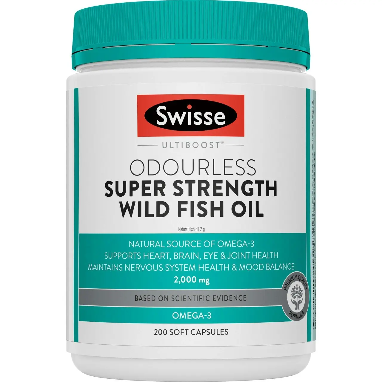 Swisse Ultiboost Odourless Super Strength Wild Fish Oil 200 Capsules