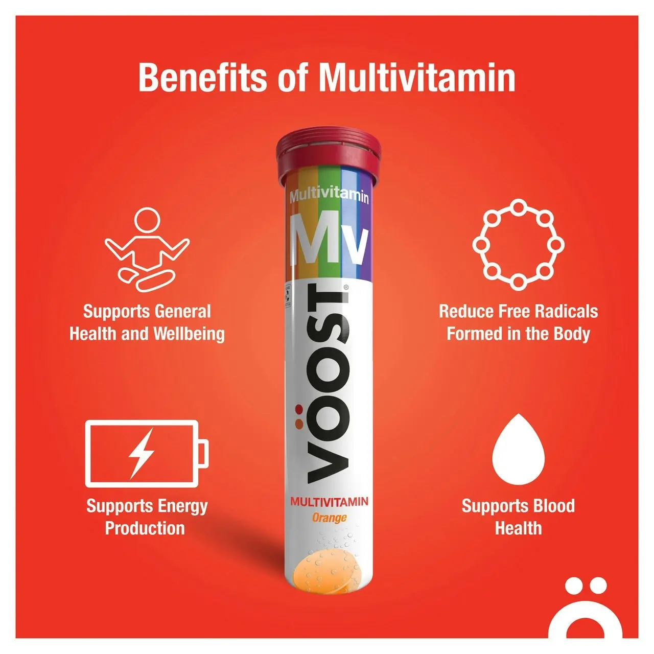 Voost Multivitamin Orange Effervescent Vitamins Supplement to support general health & wellbeing 20 Tablets