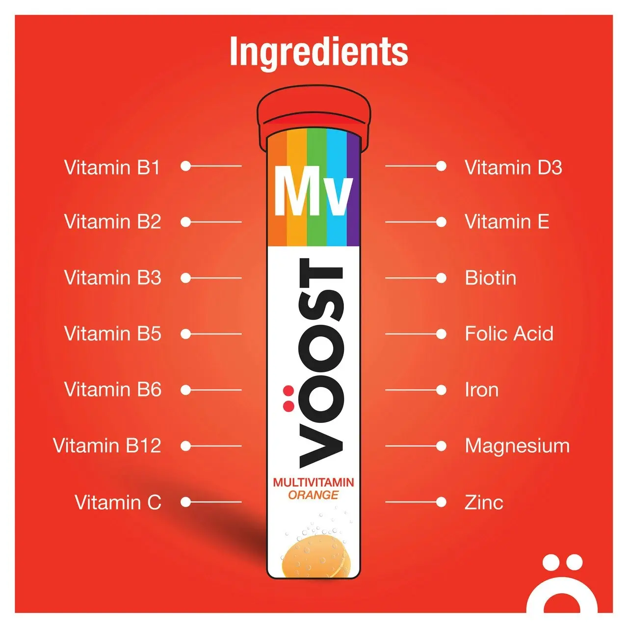 Voost Multivitamin Orange Effervescent Vitamins Supplement to support general health & wellbeing 20 Tablets