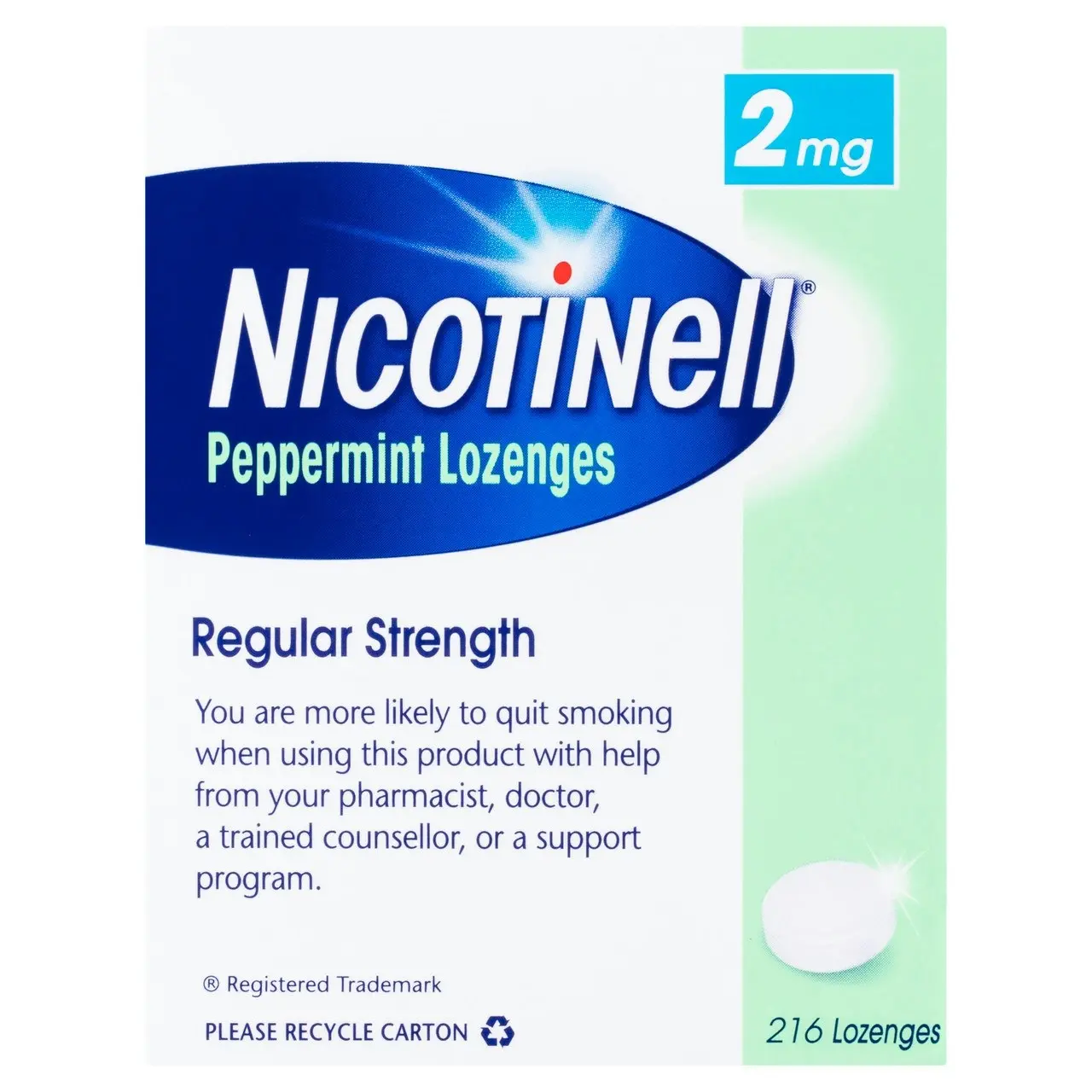 Nicotinell Stop Smoking Peppermint Lozenge Regular Strength 2mg 216 Pack