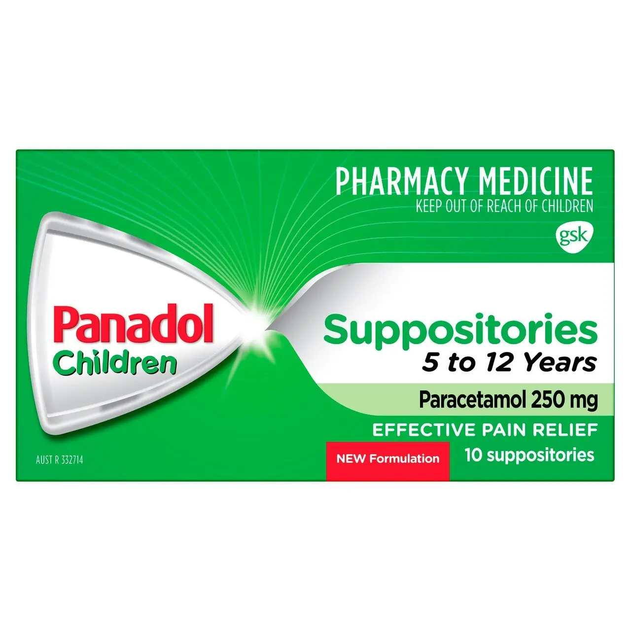 Panadol Children Suppositories 5-12 Years, 250mg 10 Pack