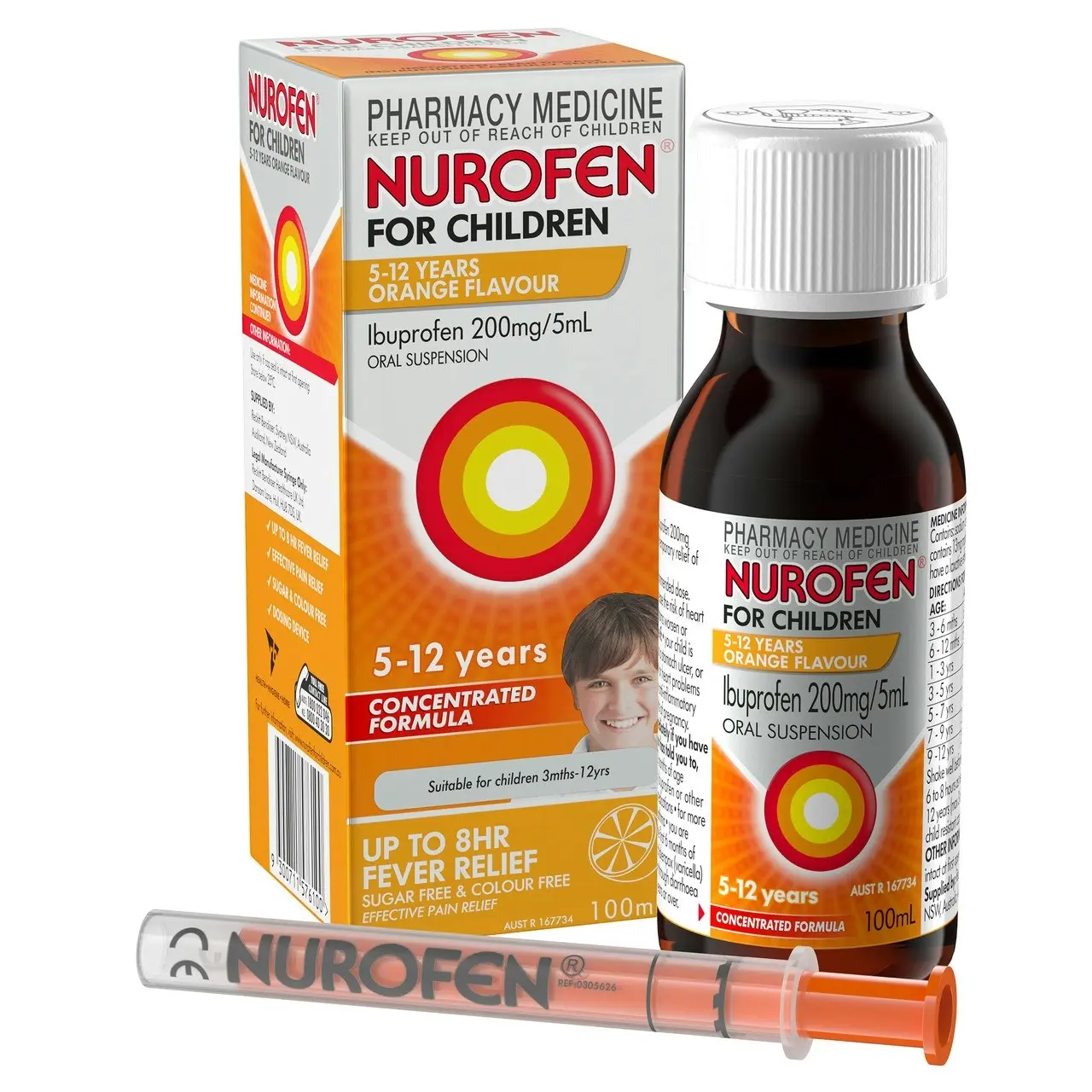 Nurofen For Children 5-12yrs Ibuprofen Liquid Orange 100ml