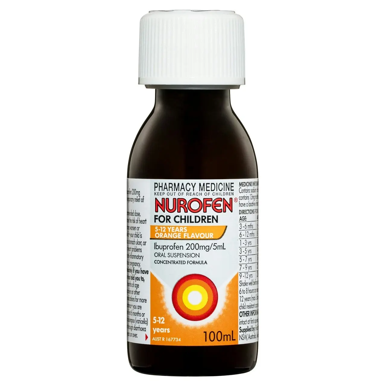 Nurofen For Children 5-12yrs Ibuprofen Liquid Orange 100ml