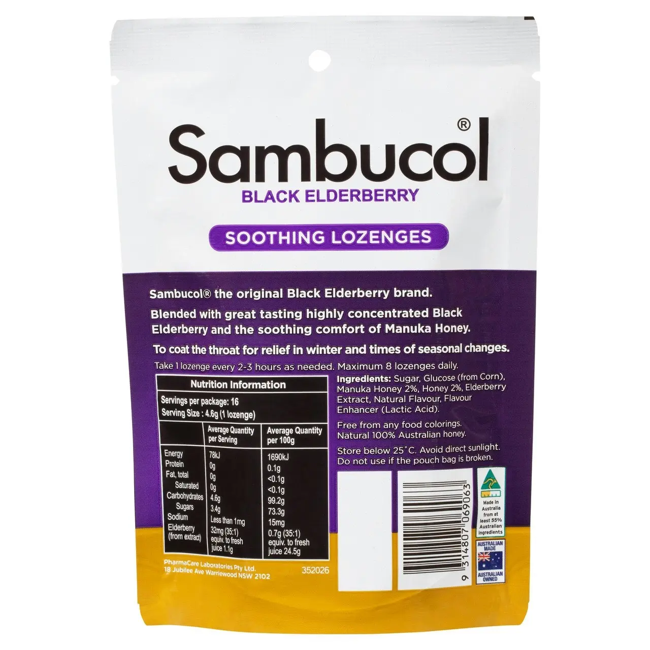 Sambucol Soothing Throat Lozenge 16 Pack