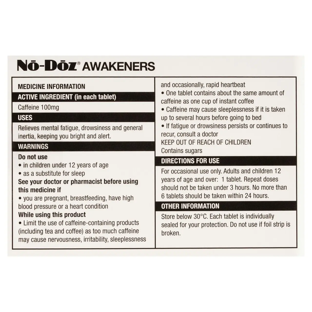 No-Doz Awakeners 24 Tablets