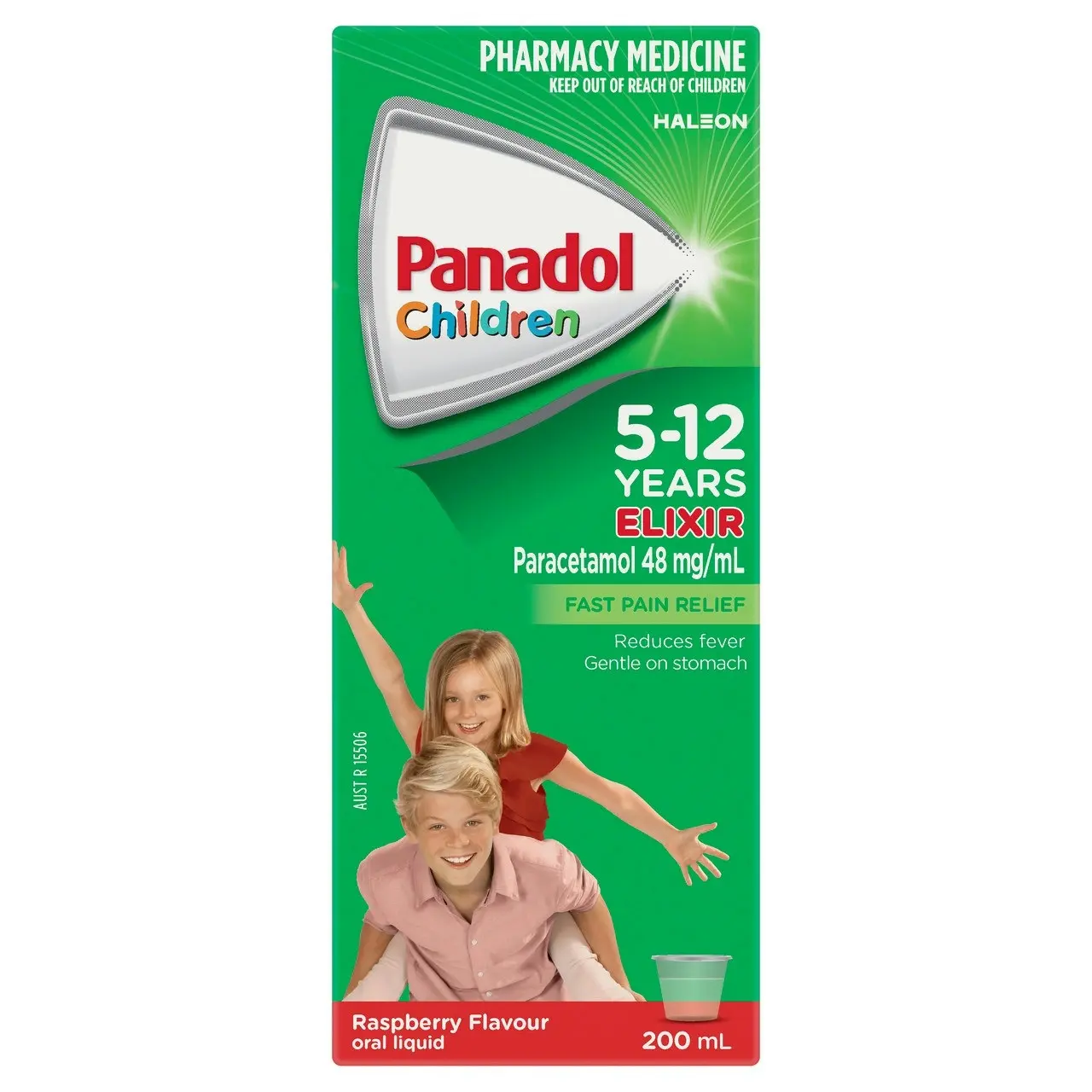 Panadol Children 5-12 Years Elixir, Raspberry Flavour, 200mL