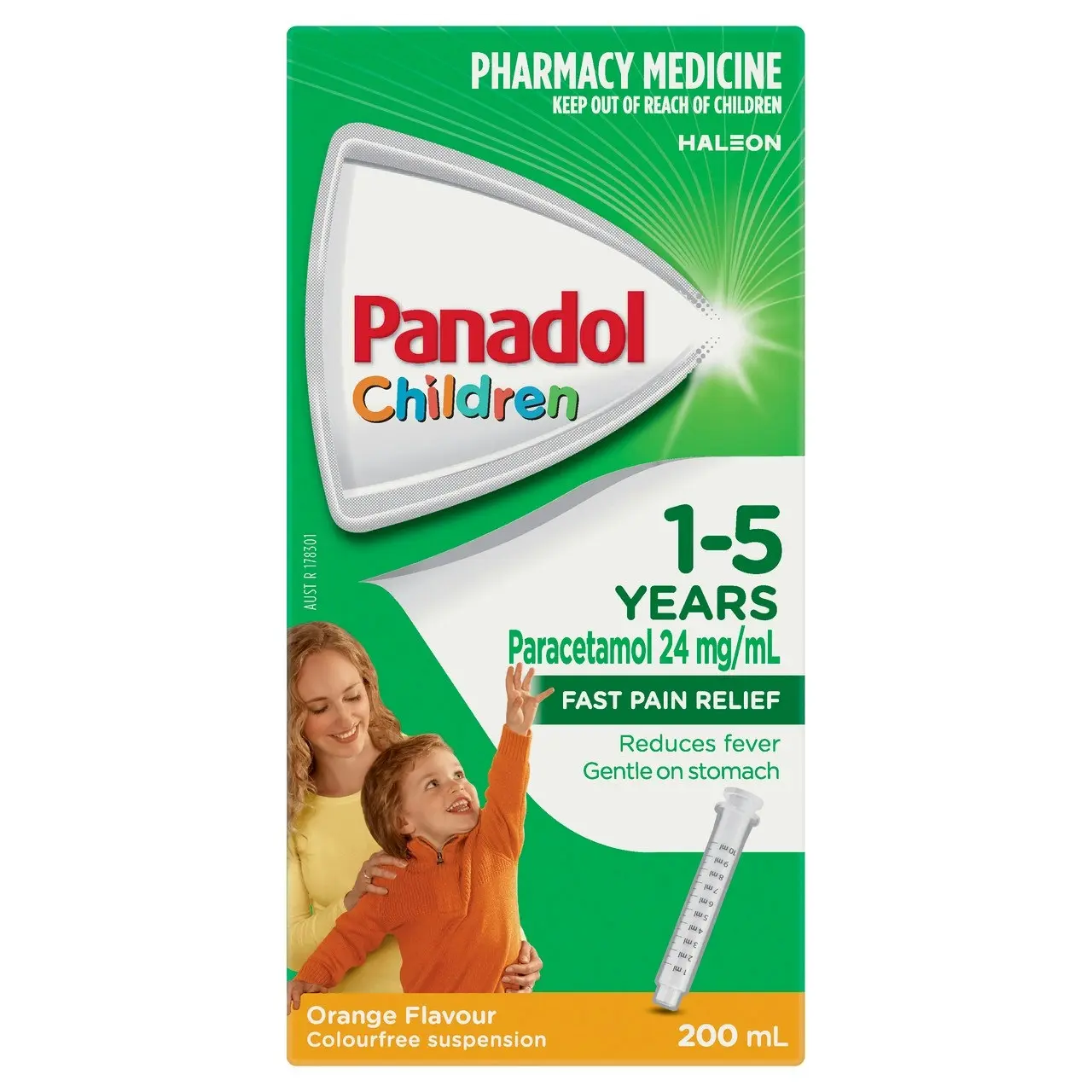 Panadol Children 1-5 years Colourfree Suspension, Orange Flavour, 200mL