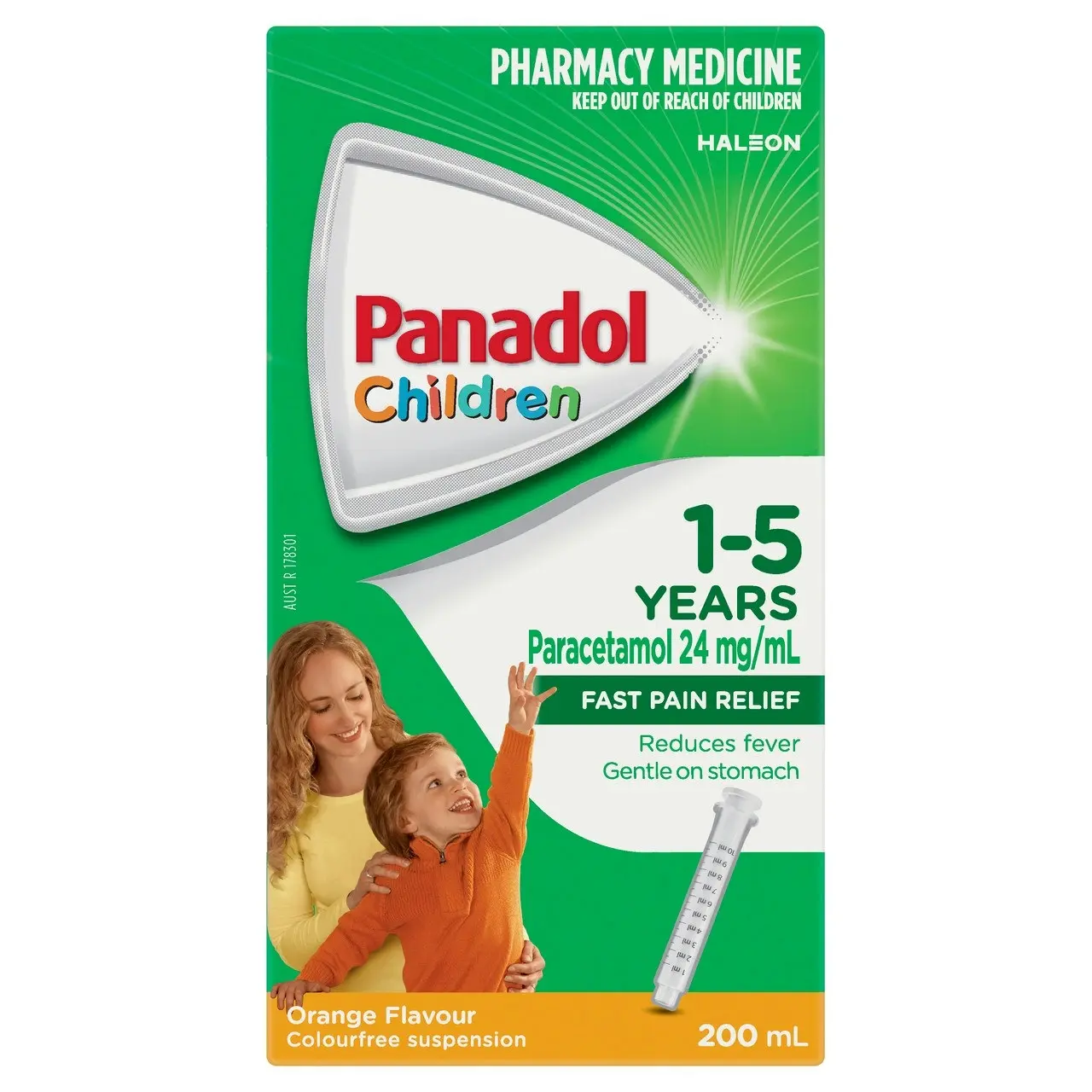 Panadol Children 1-5 years Colourfree Suspension, Orange Flavour, 200mL