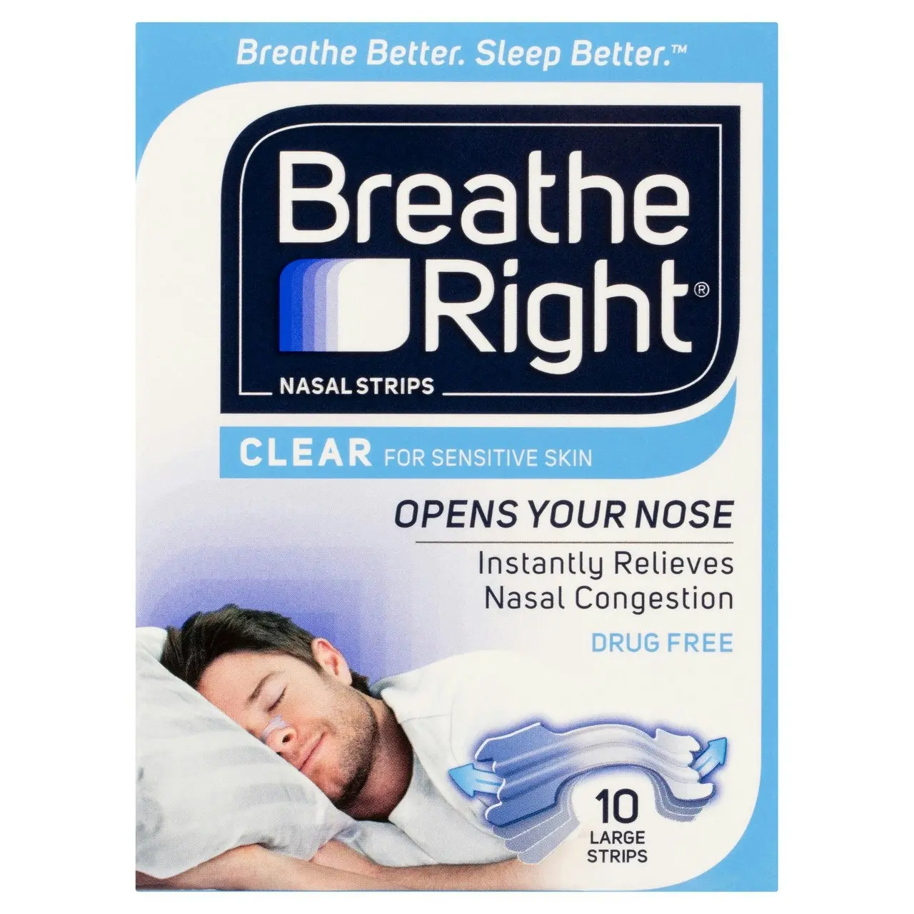 Breathe Right Nasal Strips Clear Large 10pk