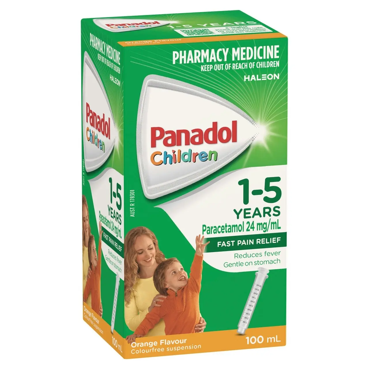 Panadol Children 1-5 years Colourfree Suspension, Orange Flavour, 100ml