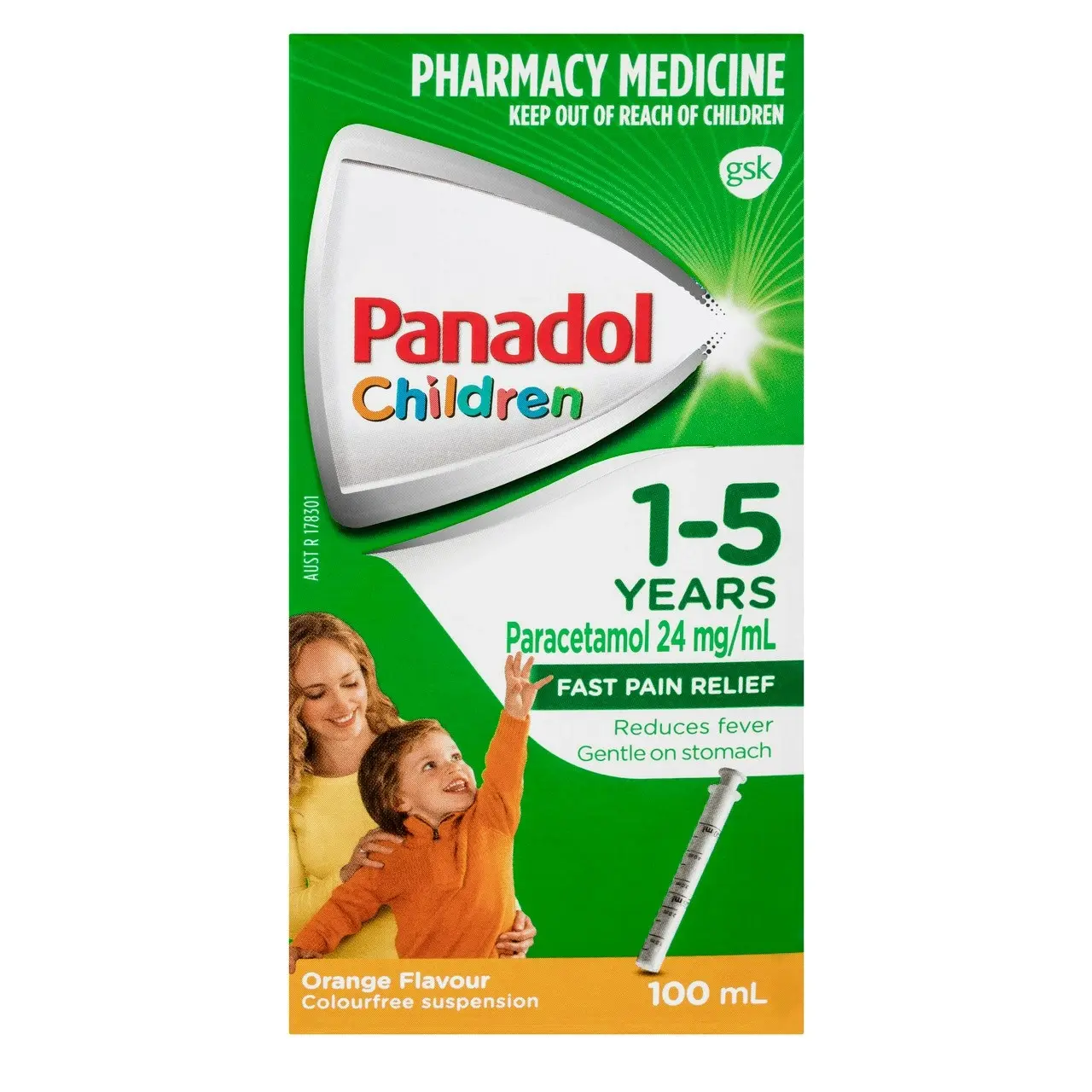 Panadol Children 1-5 years Colourfree Suspension, Orange Flavour, 100ml