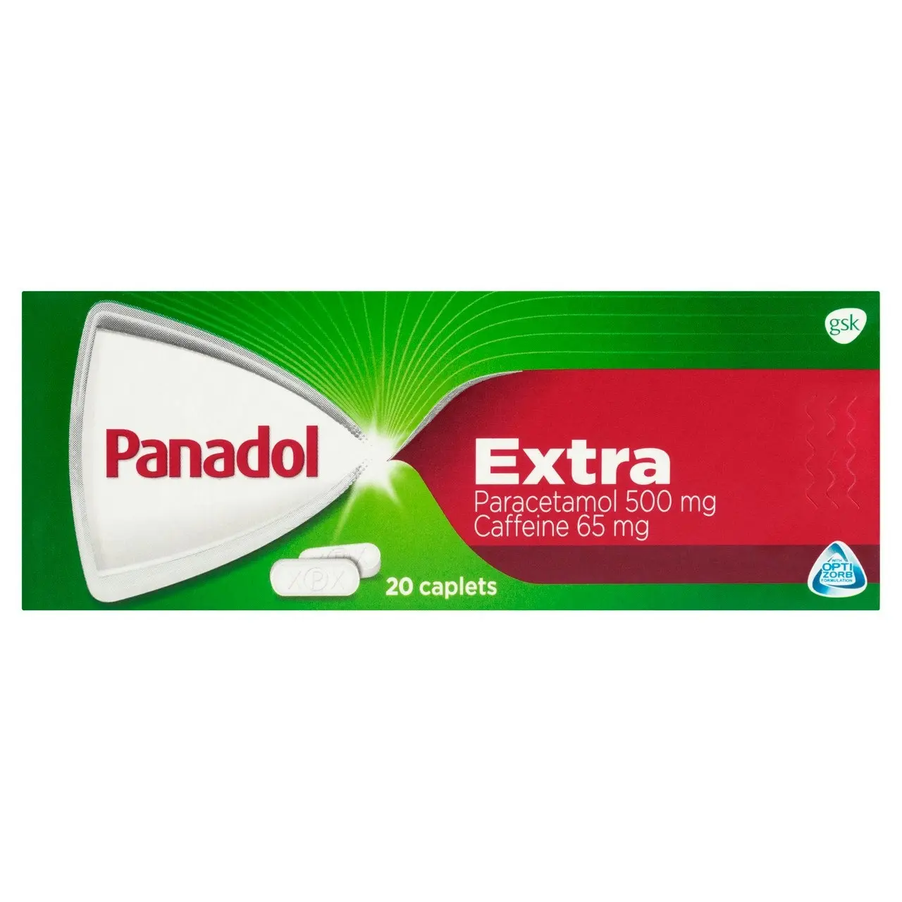 AU Only: Panadol Extra for Pain Relief, Paracetamol & Caffeine - 500mg 20 Caplets