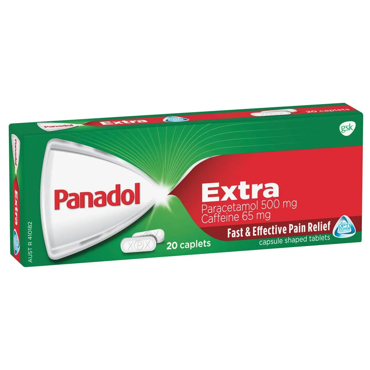 AU Only: Panadol Extra for Pain Relief, Paracetamol & Caffeine - 500mg 20 Caplets