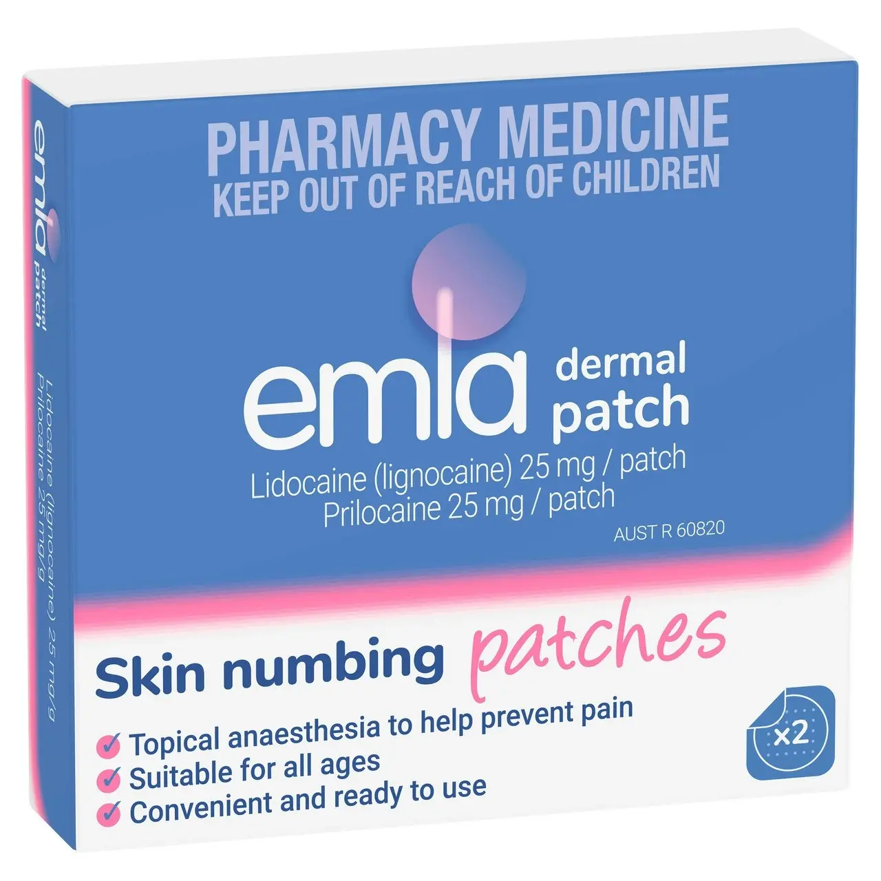 Emla 5% skin numbing patches (2 pack)