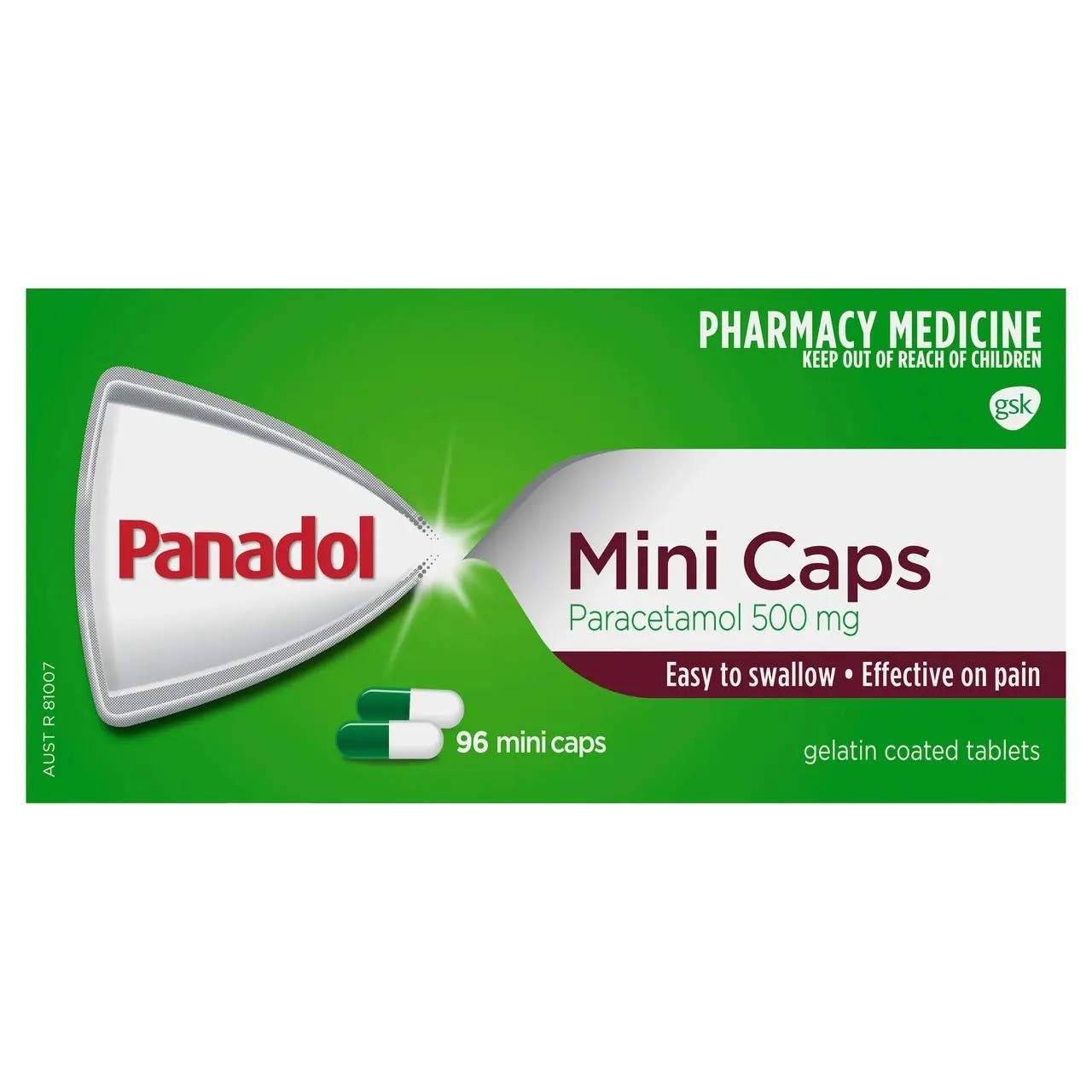 Panadol Mini Caps for Pain Relief, Paracetamol - 500 mg 96 Mini Caps