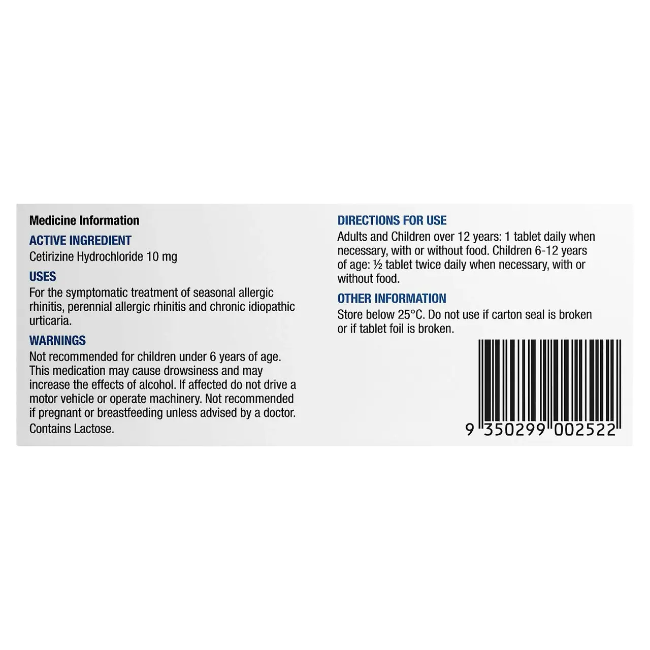 Chemists' Own C-Zine Tablets 10mg 10