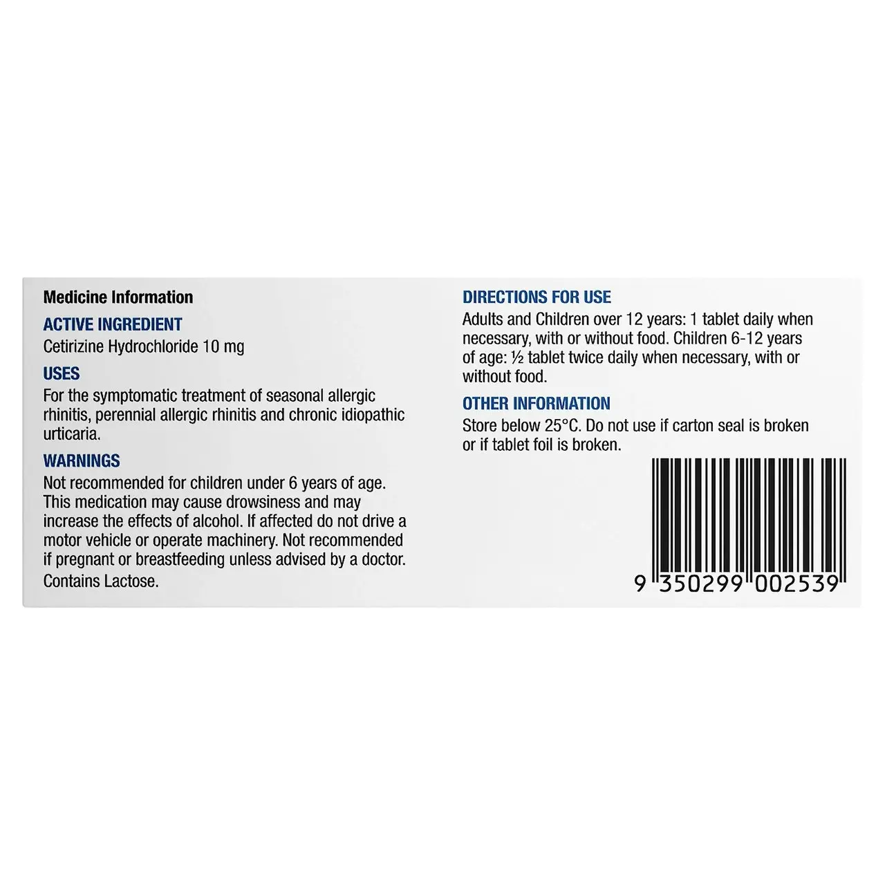 Chemists' Own C-Zine Tablets 10mg 30