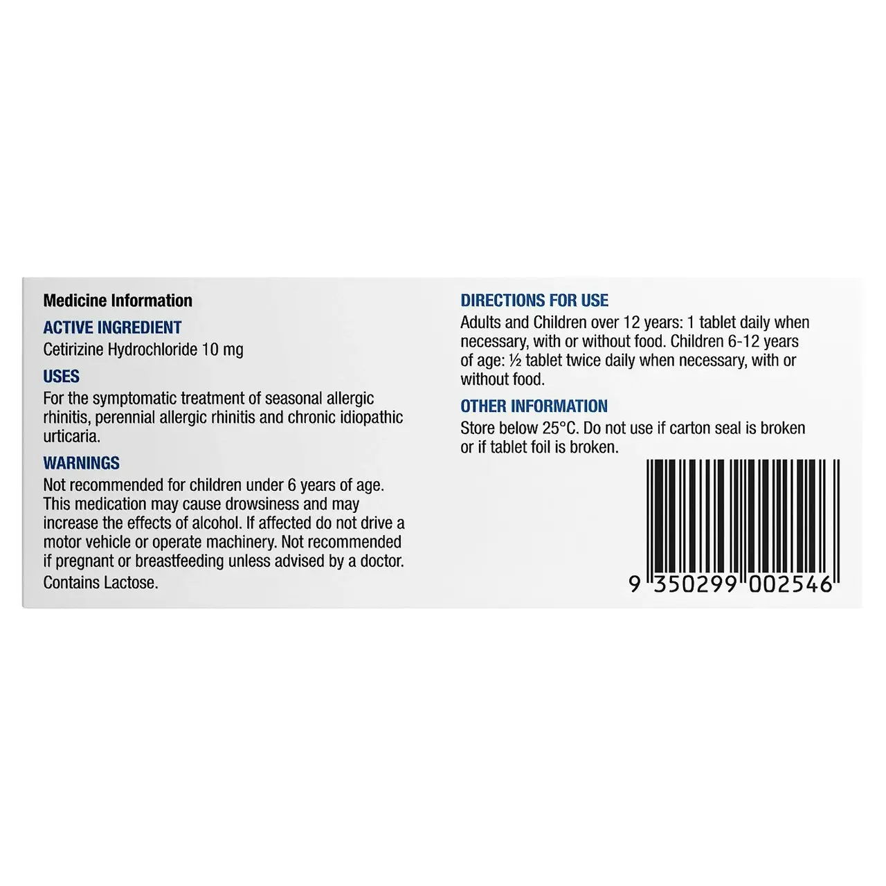 Chemists' Own C-Zine Tablets 10mg 50