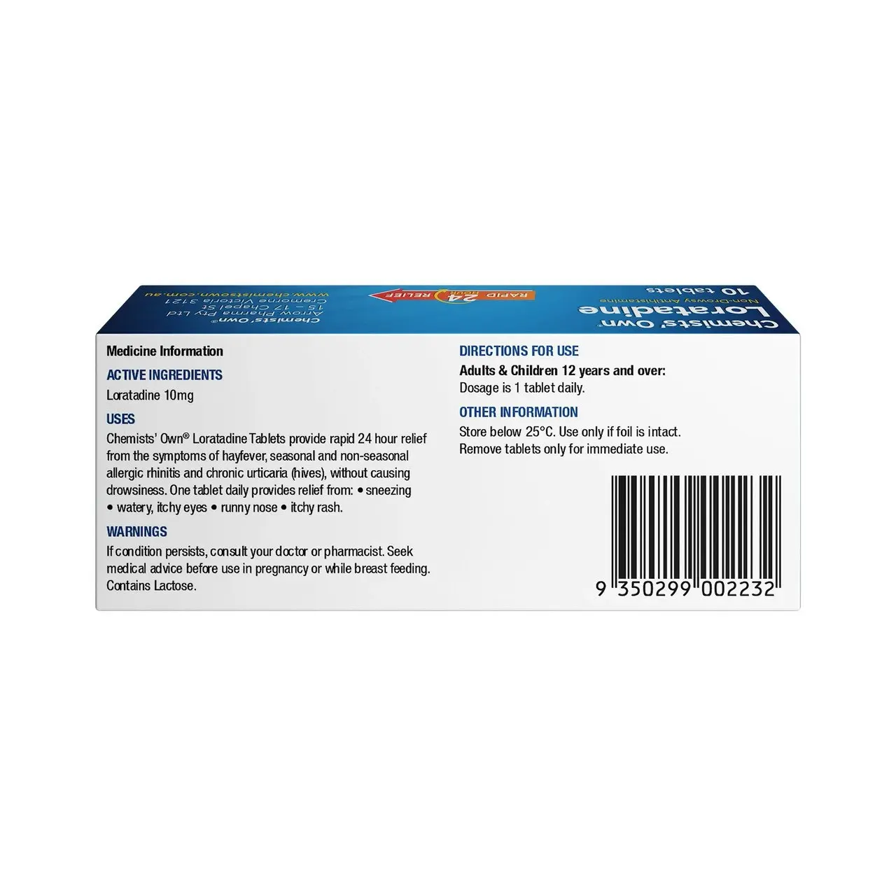 Chemists Own Loratadine Tablets 10