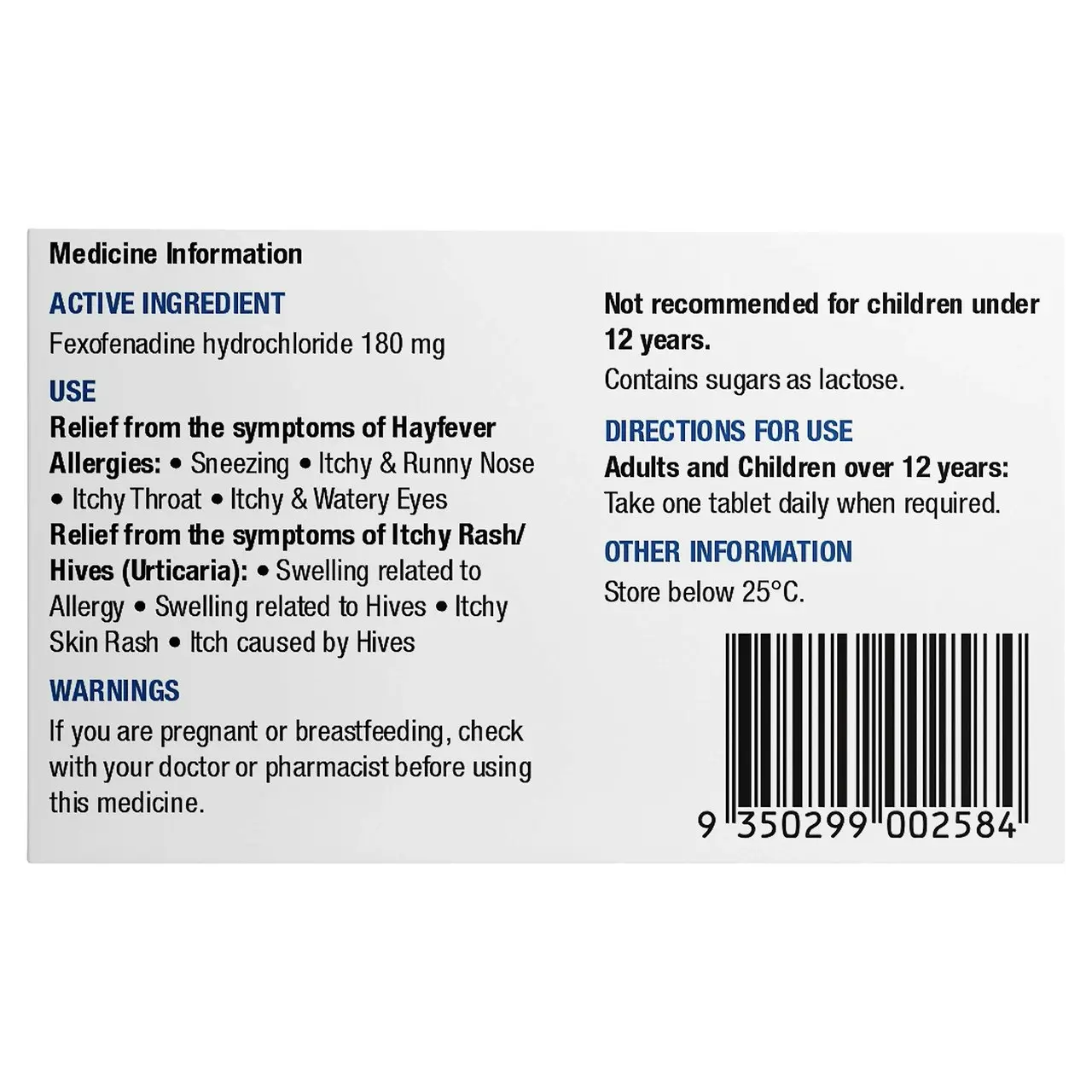 Chemists' Own Fexo Tablets 180mg 10