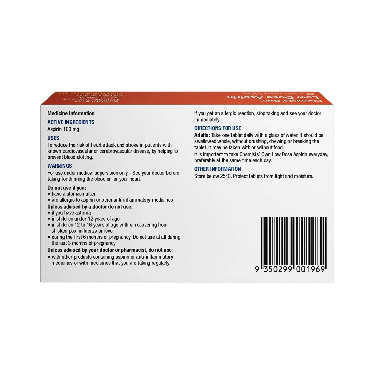 Chemists' Own Low Dose Aspirin Tablets 28