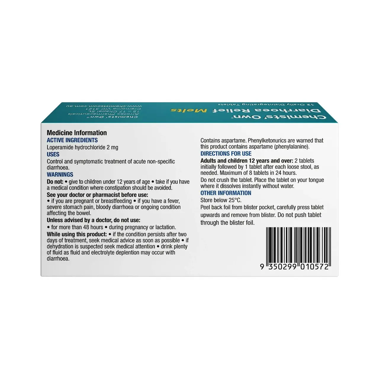 Chemists' Own Diarrhoea Relief Melts OD Tablets 12