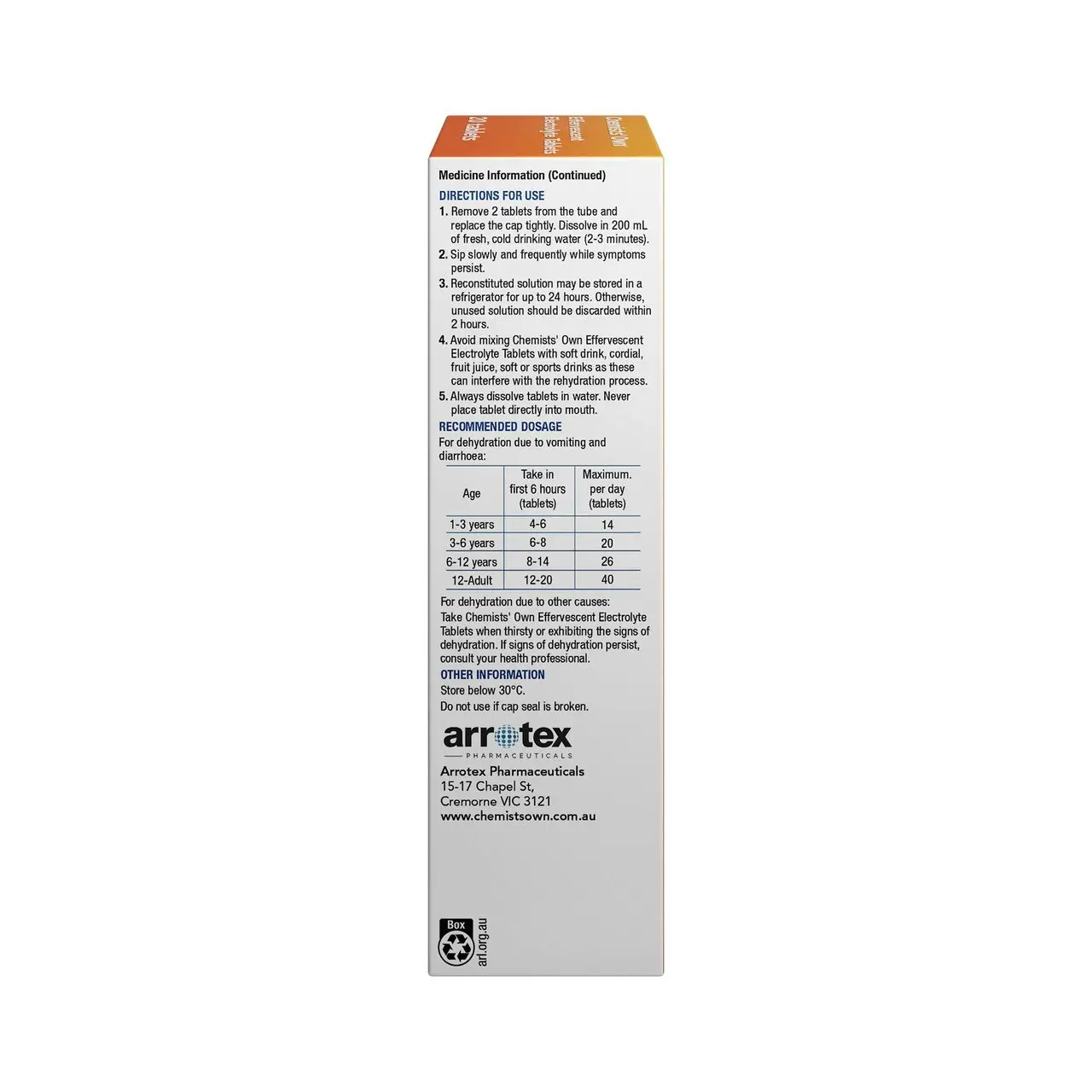 Chemists Own Effervesecent Electrolyte Tablets Orange 20