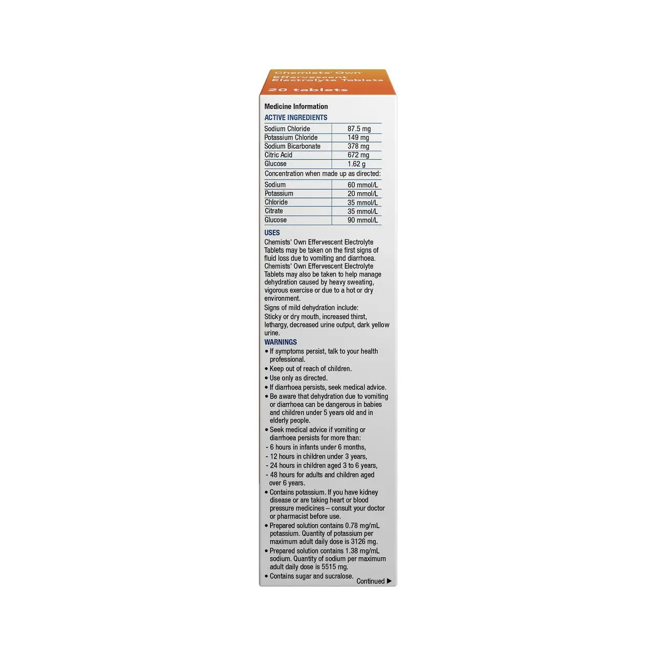 Chemists Own Effervesecent Electrolyte Tablets Orange 20