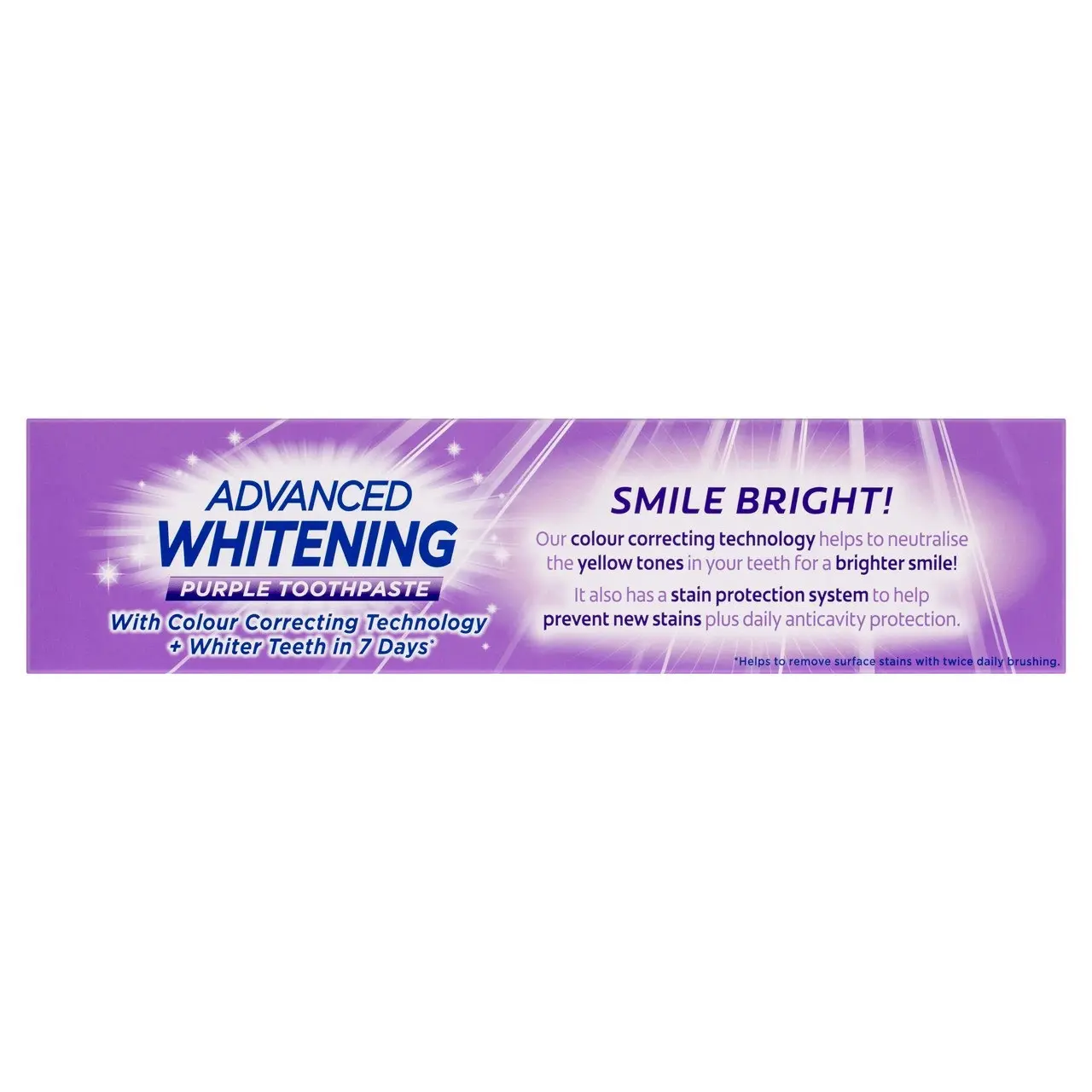 Colgate Advanced Whitening Purple Toothpaste, 120g, Colour Correcting Technology, Stain Protection