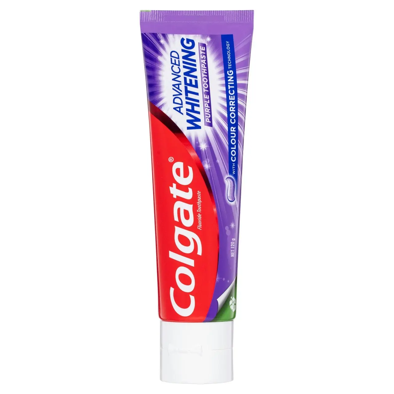 Colgate Advanced Whitening Purple Toothpaste, 120g, Colour Correcting Technology, Stain Protection