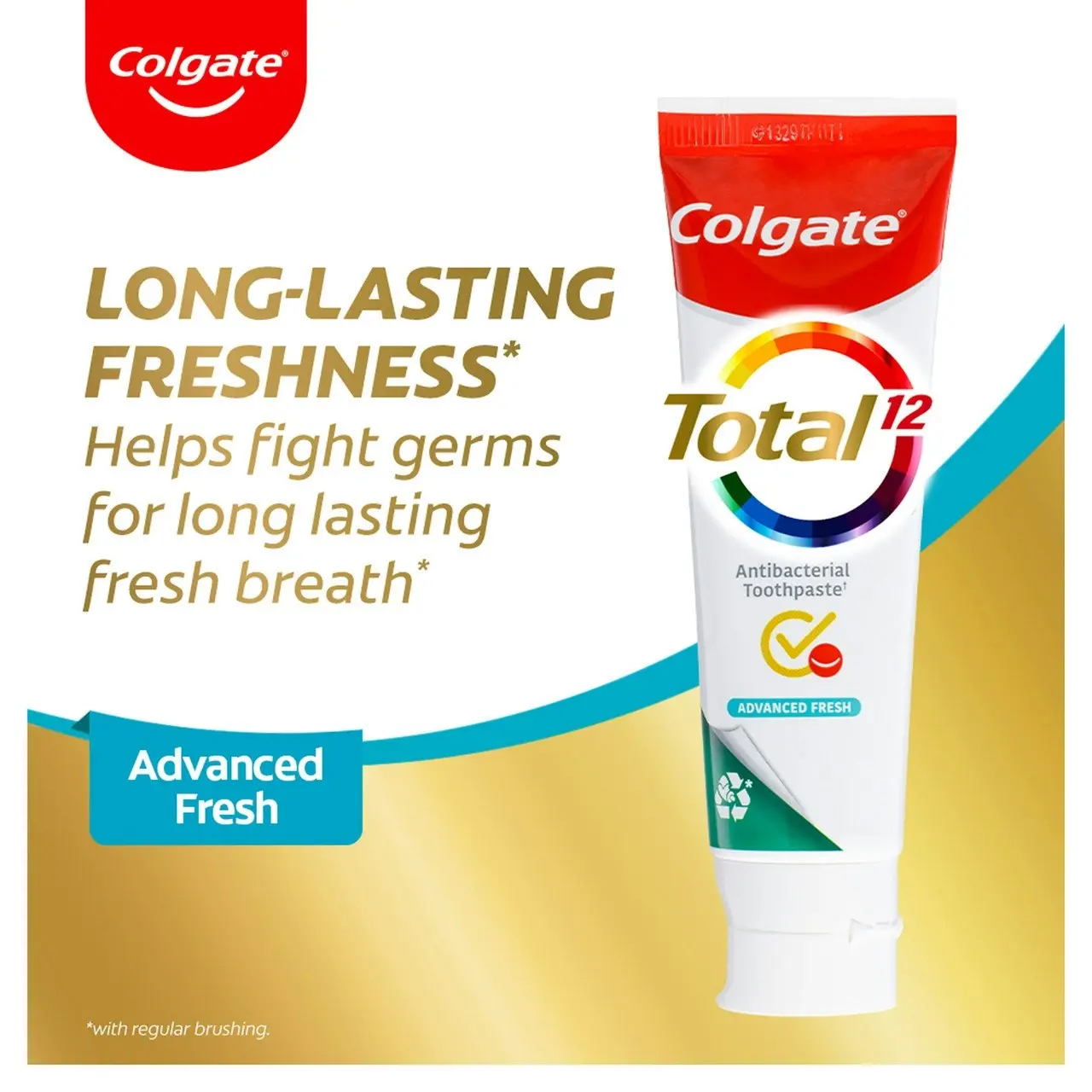 Colgate Total Advanced Fresh Gel Antibacterial Toothpaste 115g, Whole Mouth Health, Multi Benefit