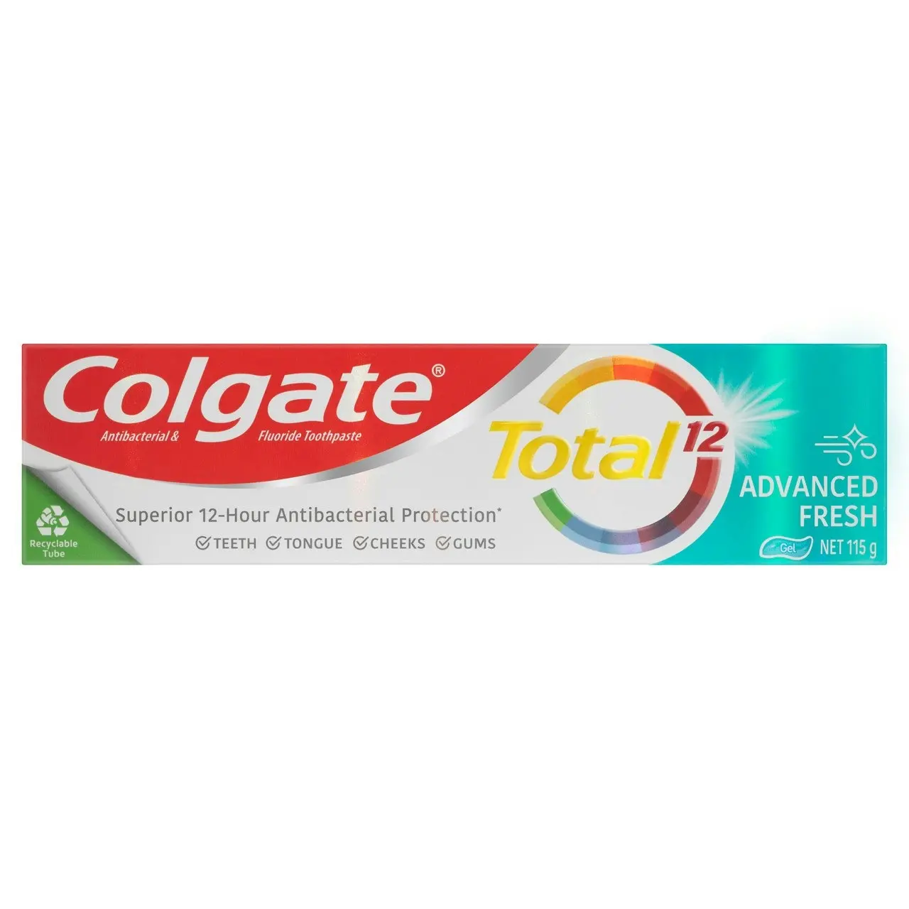 Colgate Total Advanced Fresh Gel Antibacterial Toothpaste 115g, Whole Mouth Health, Multi Benefit