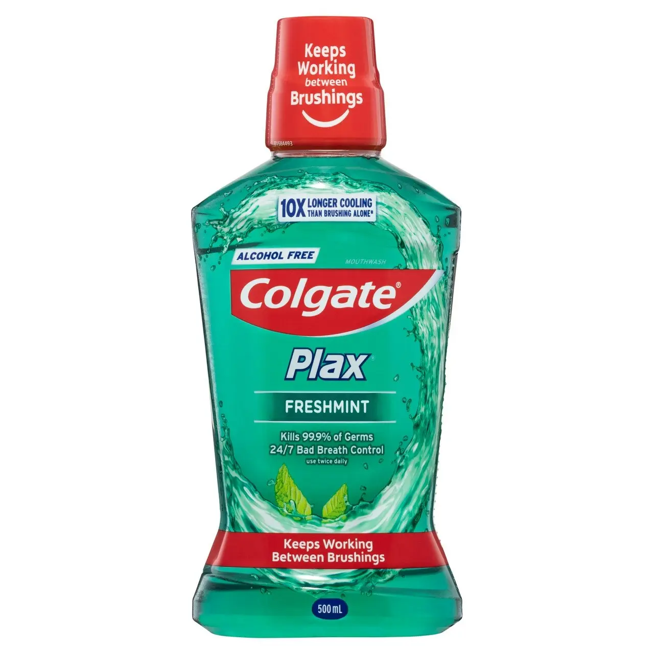 Colgate Plax Antibacterial Mouthwash 500mL, Alcohol Free, Freshmint, Bad Breath Control