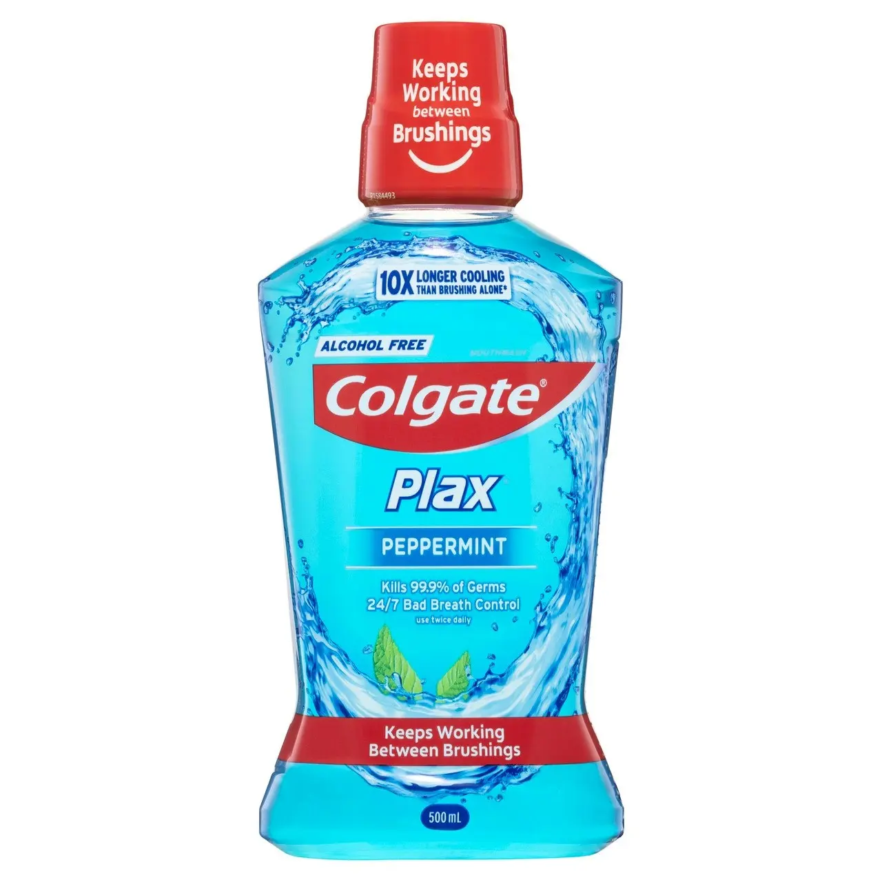 Colgate Plax Antibacterial Mouthwash 500mL, Peppermint, Alcohol Free, Bad Breath Control