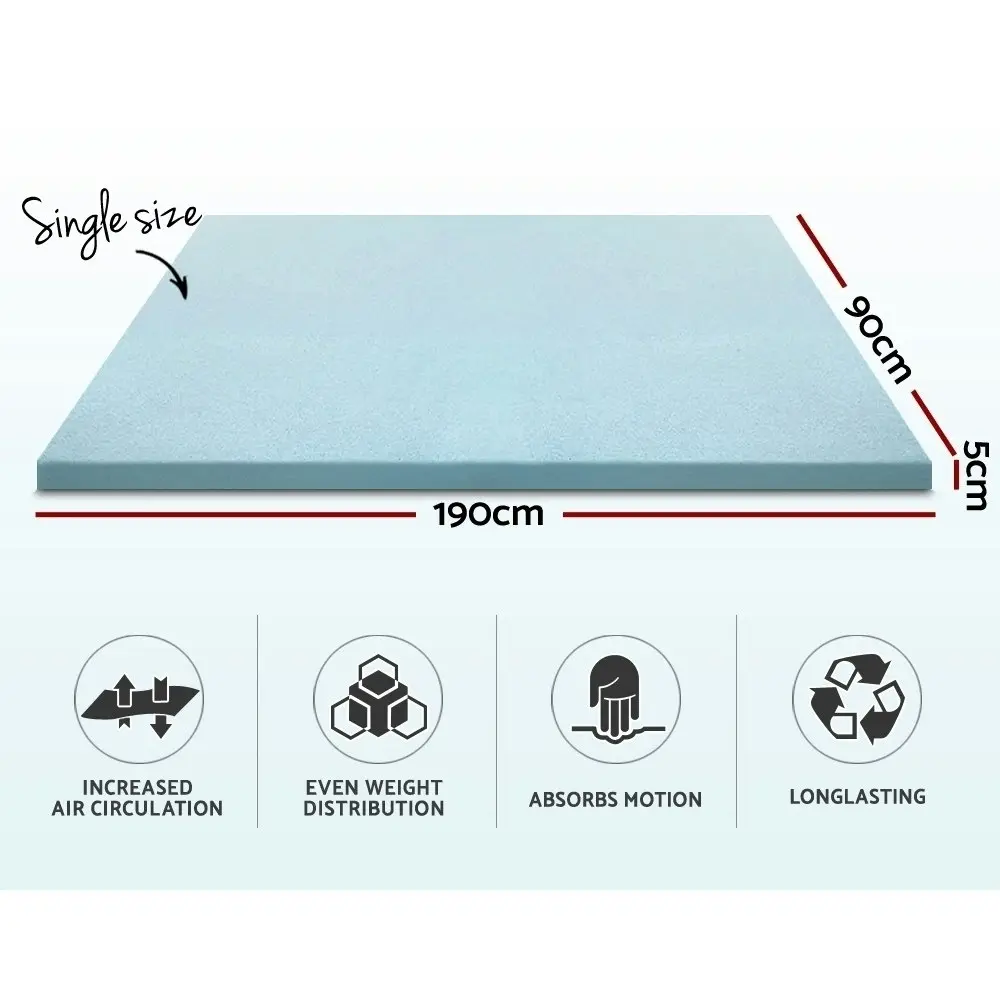 Giselle Bedding Memory Foam Mattress Topper Cool Gel 5cm Single