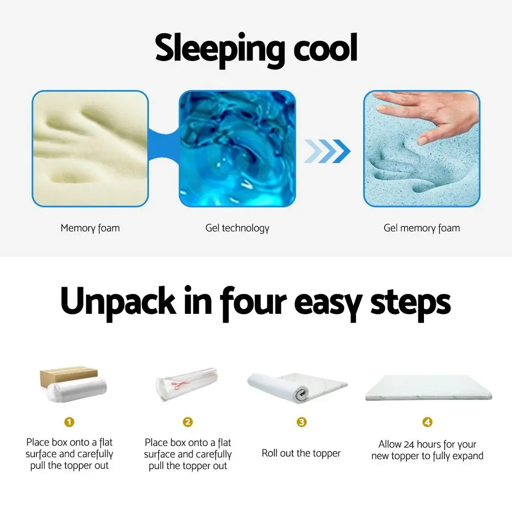 Giselle Bedding Memory Foam Mattress Topper Cool Gel 10cm King