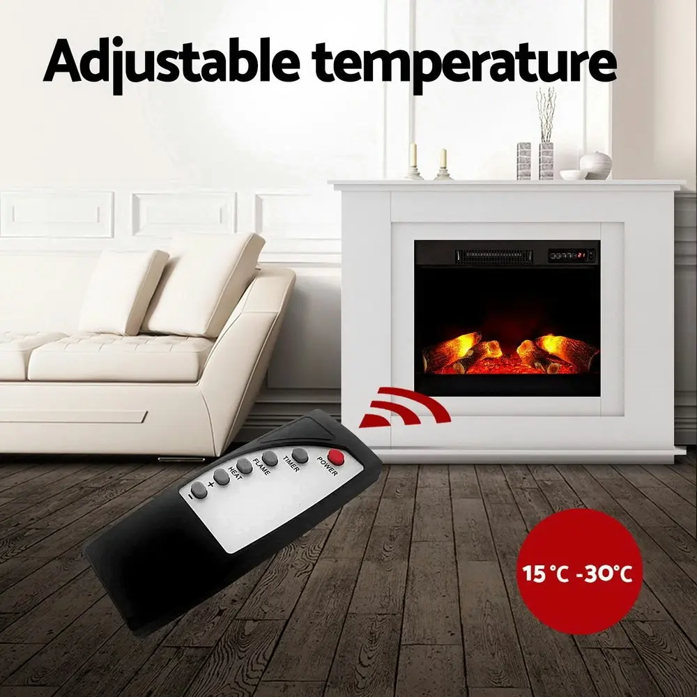 Devanti Electric Fireplace Fire Heater 2000W White