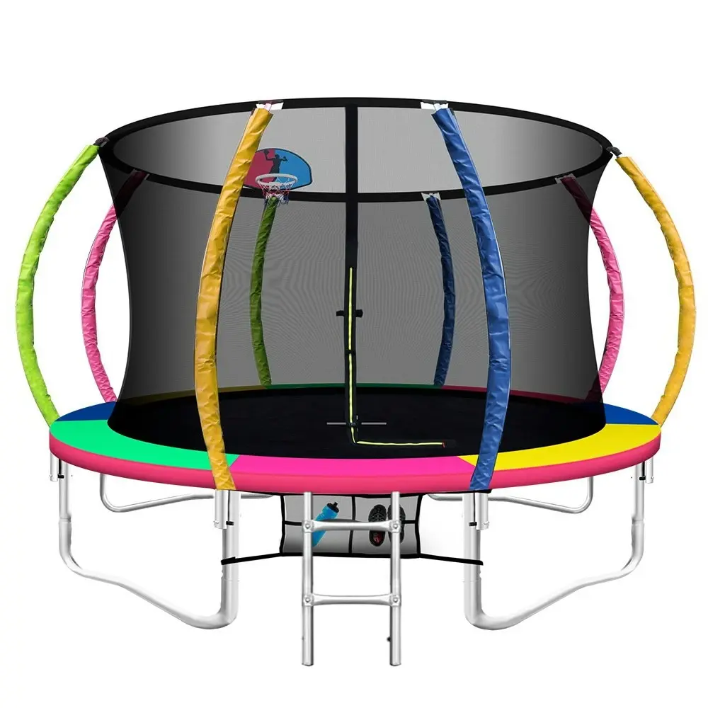 Everfit 12FT Trampoline for Kids w/ Ladder Enclosure Safety Net Rebounder Colors