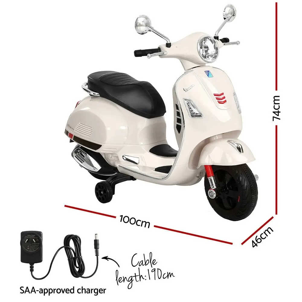 Kids Electric Ride On Car Motorcycle Motorbike Vespa Licensed GTS White