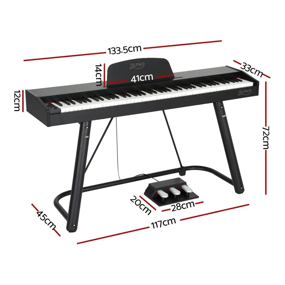 Alpha 88 Keys Electronic Piano Keyboard Digital Electric w/ Stand Full Weighted