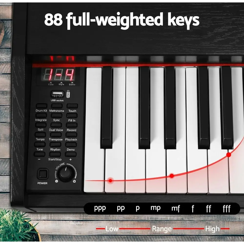 Alpha 88 Keys Electronic Piano Keyboard Digital Electric w/ Stand Full Weighted