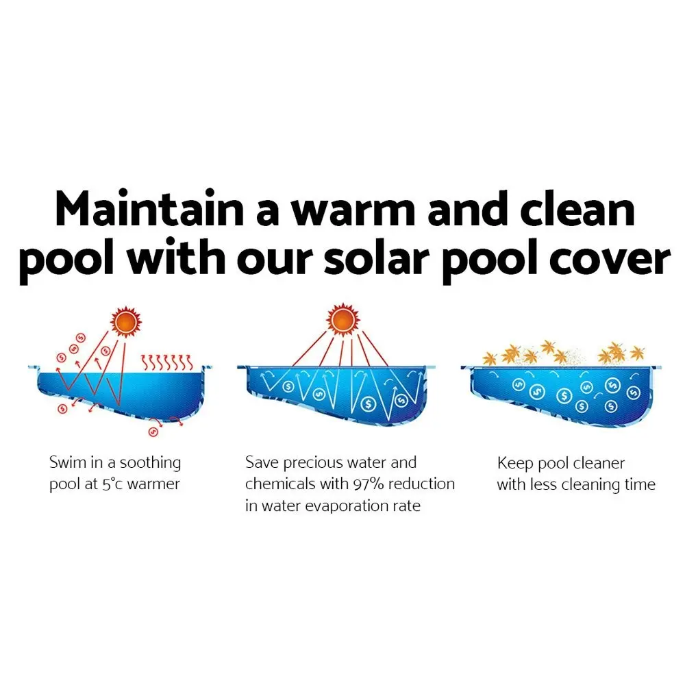 Aquabuddy Pool Cover 500 Micron 7x4m Swimming Pool Solar Blanket Blue Silver