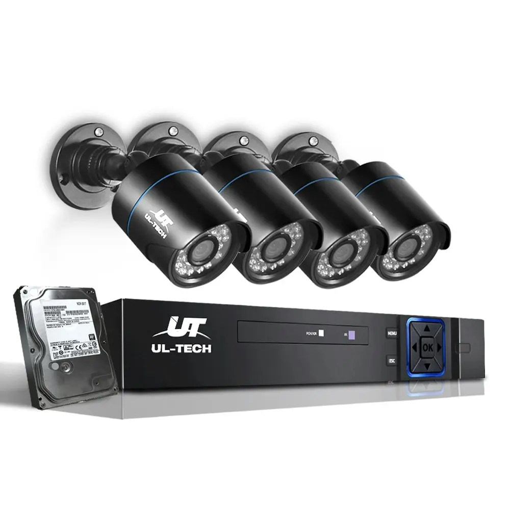 UL-tech CCTV Camera Security System 8CH DVR 4 Bullet Cameras 2TB Hard Drive