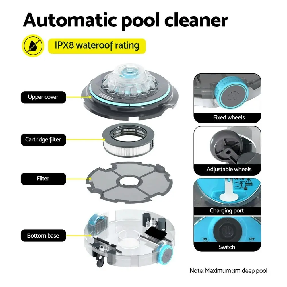 Aquabuddy Robotic Pool Cleaner Automatic Vacuum Robot Swimming Cordless