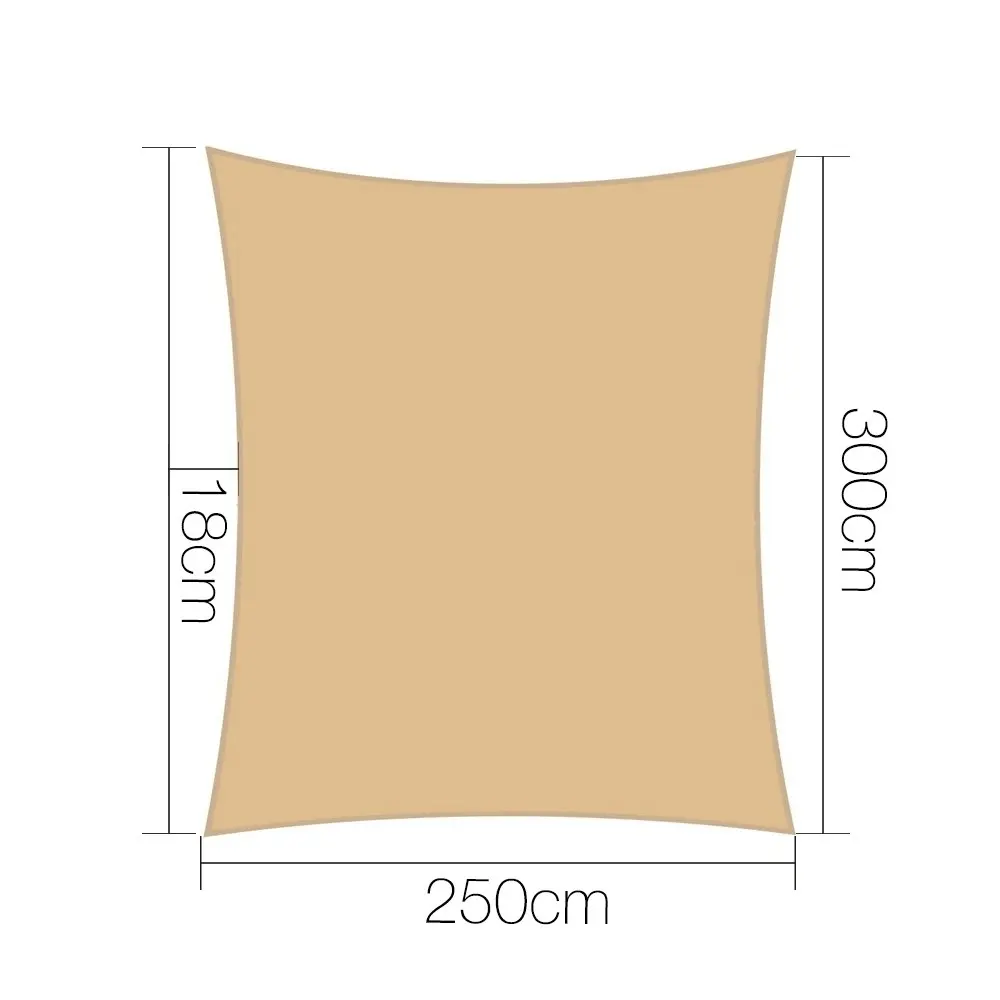 Instahut Shade Sail 2.5x3m Rectangle 280GSM 98% Sand Shade Cloth