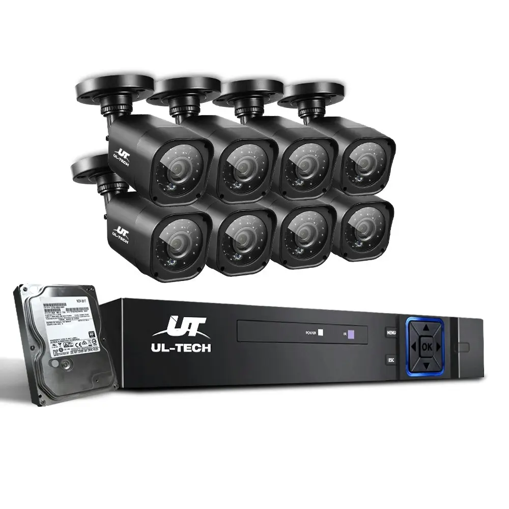 UL-tech CCTV Camera Security System 8CH DVR 8 Square Cameras 2TB Hard Drive