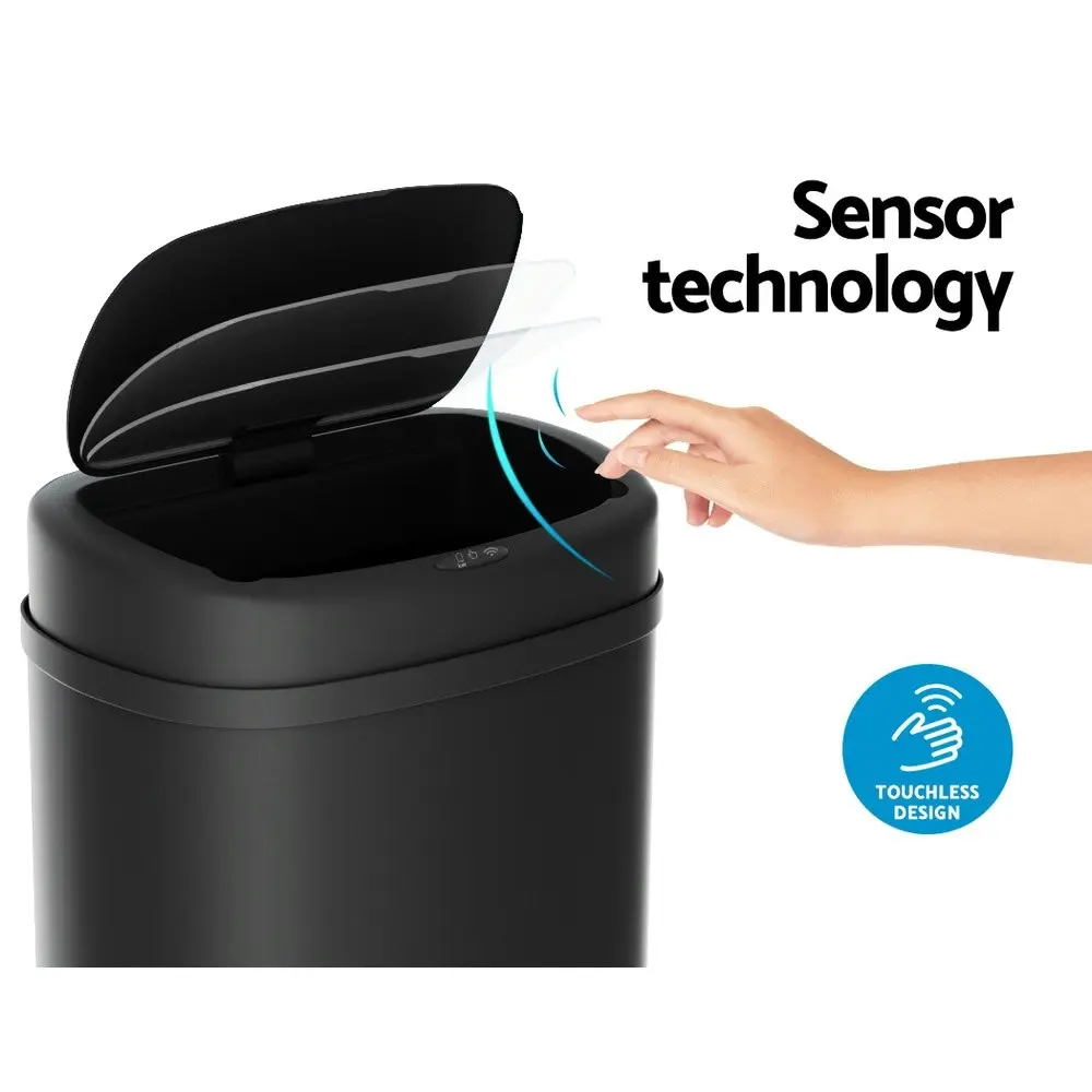 Devanti 50L Sensor Bin Motion Rubbish Automatic Black